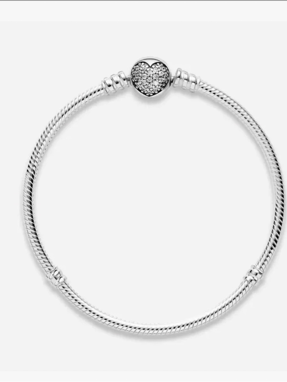 Pandora Moments Sparkling Heart Clasp Snake Chain Bracelet